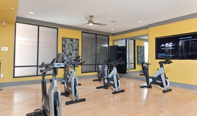Get your workout on a gym with exercise equipment